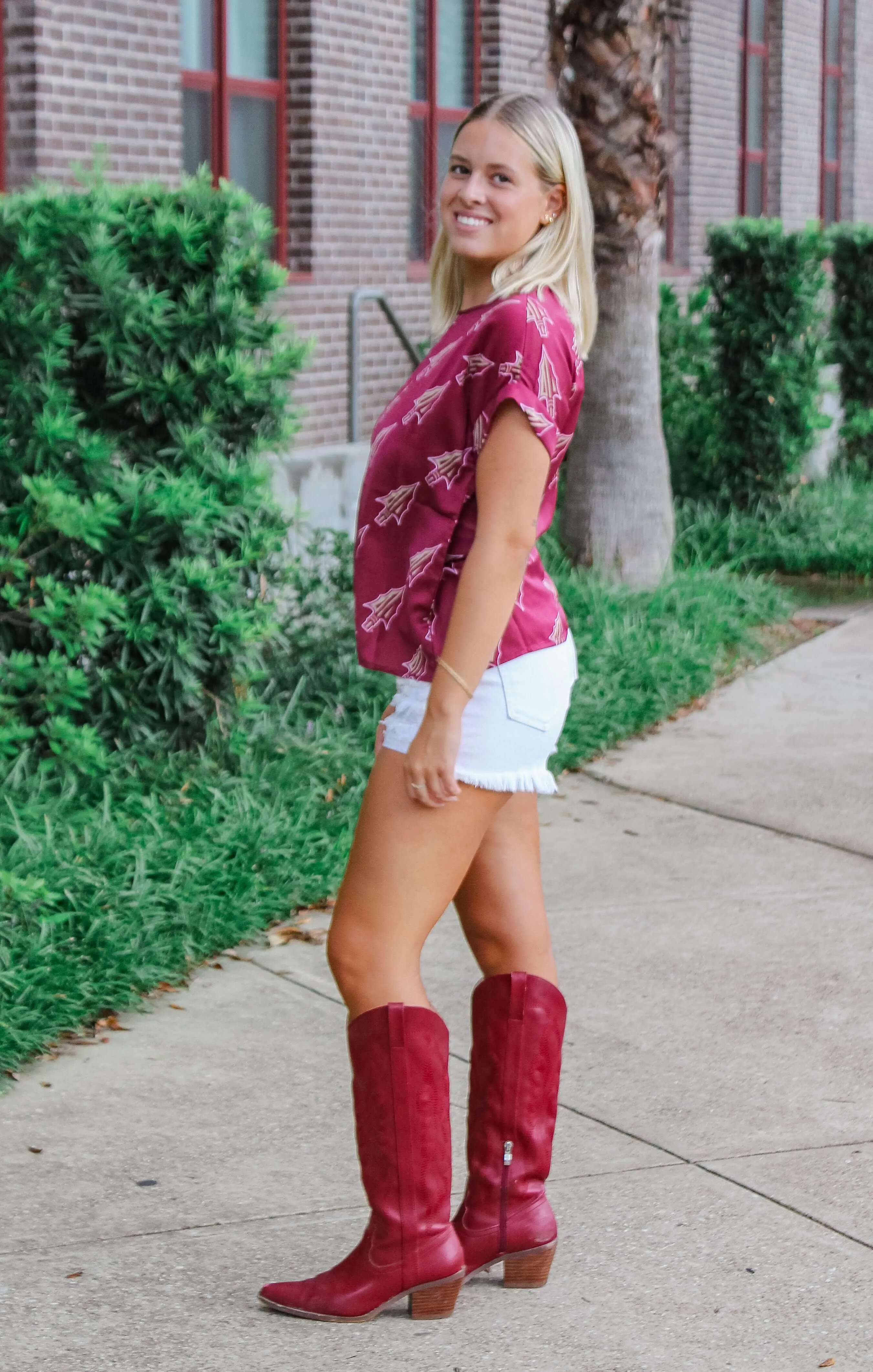 The FSU Spear Rolled Cuff Blouse