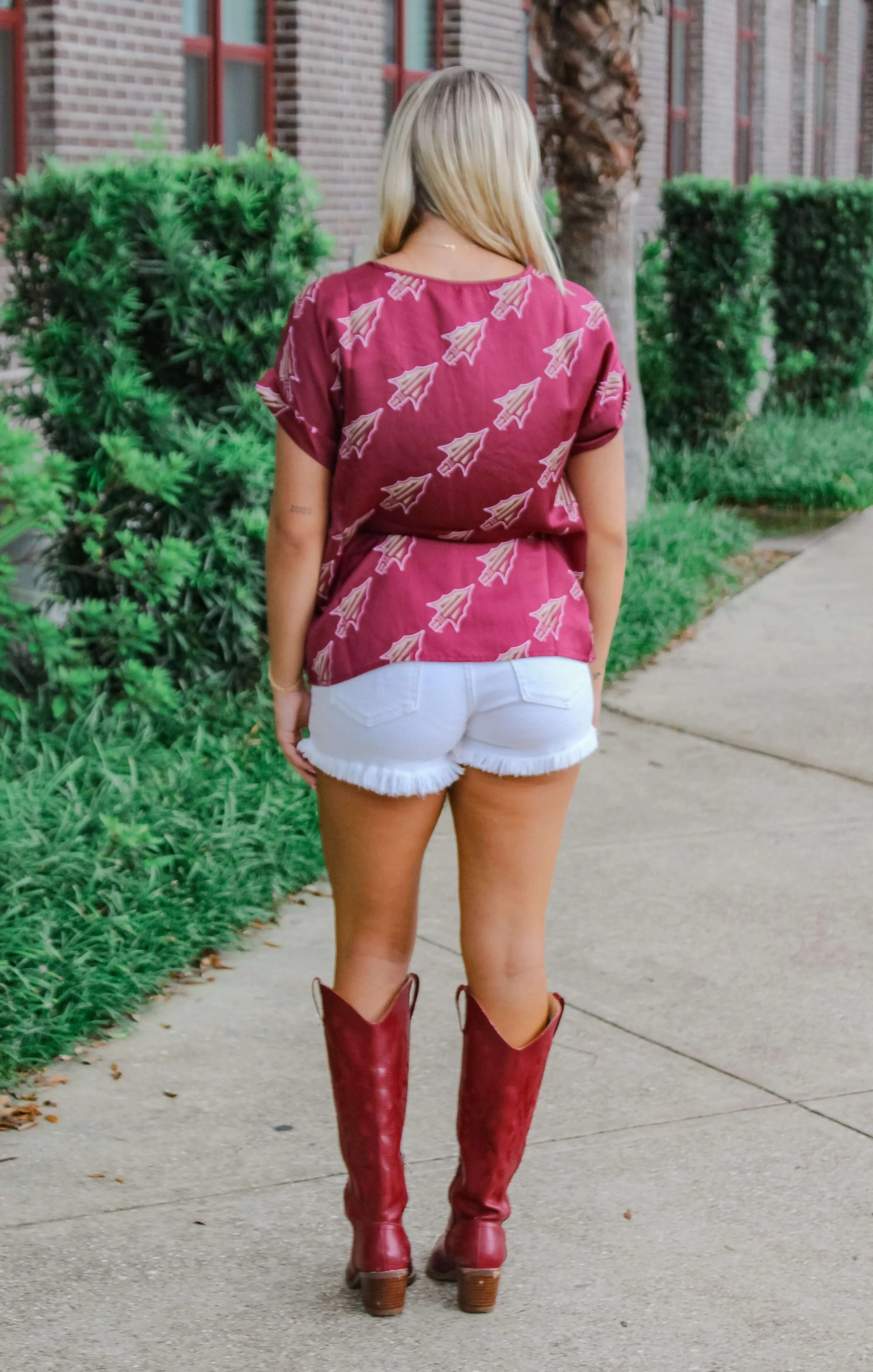 The FSU Spear Rolled Cuff Blouse