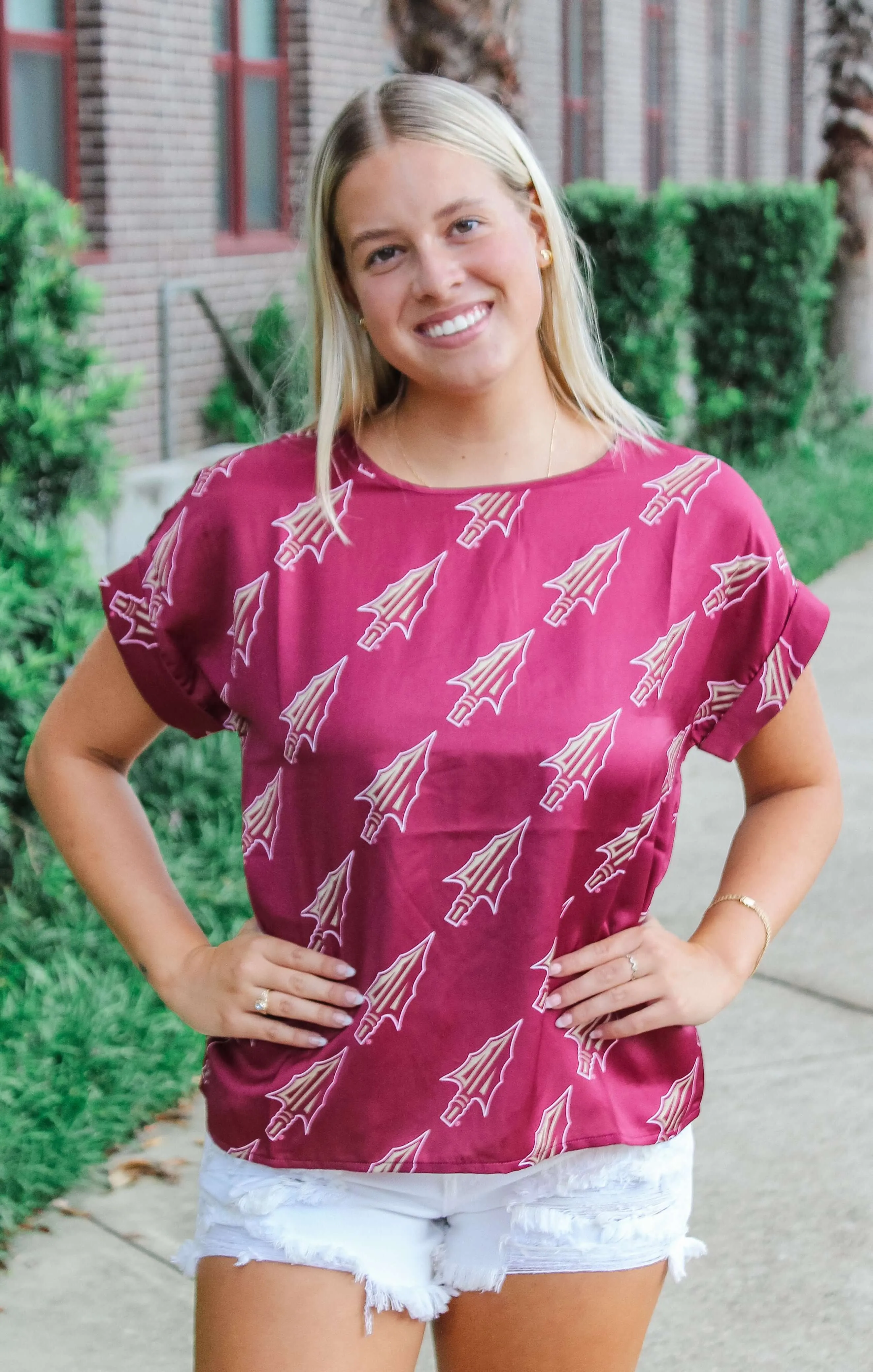 The FSU Spear Rolled Cuff Blouse