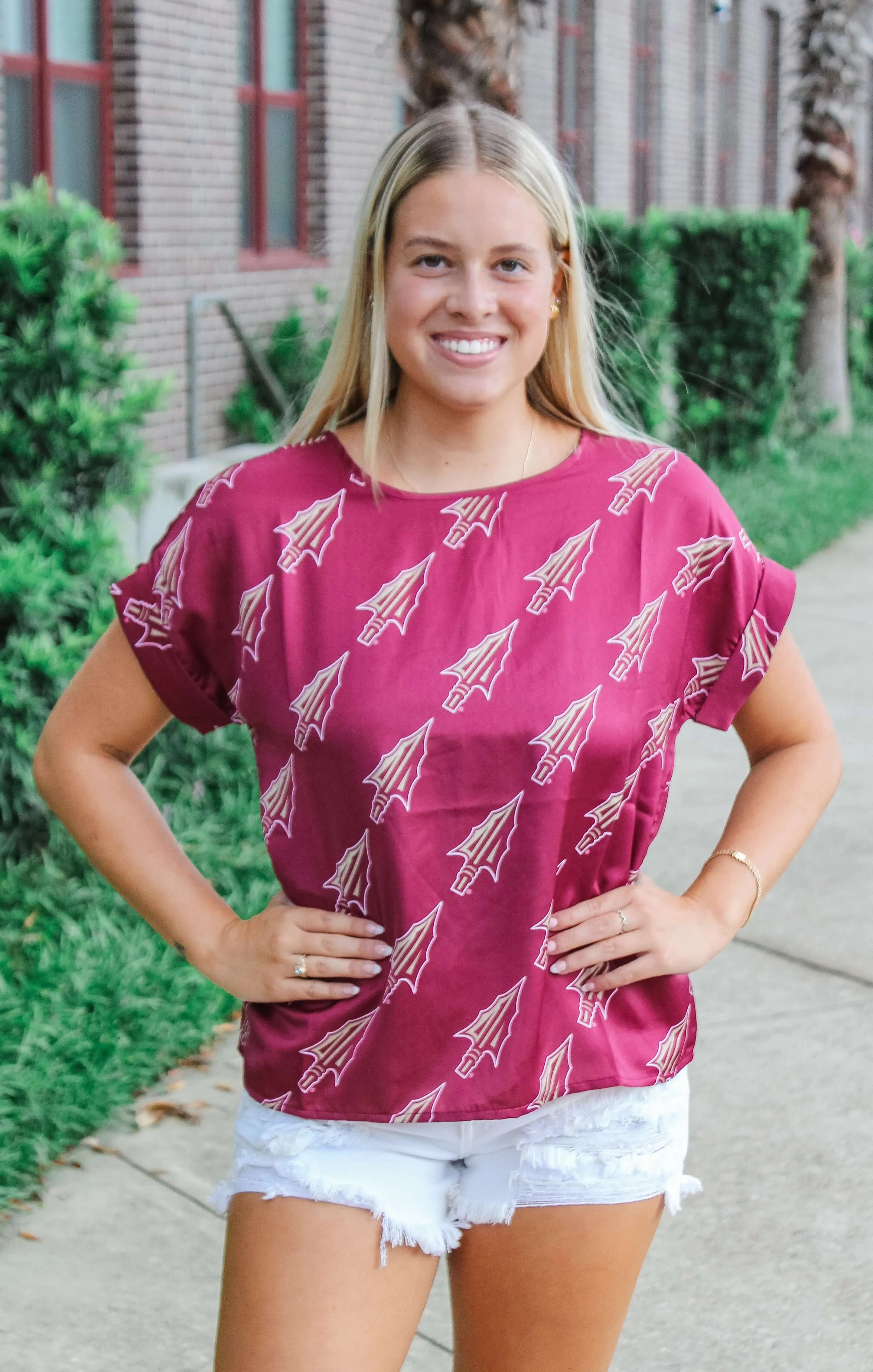 The FSU Spear Rolled Cuff Blouse