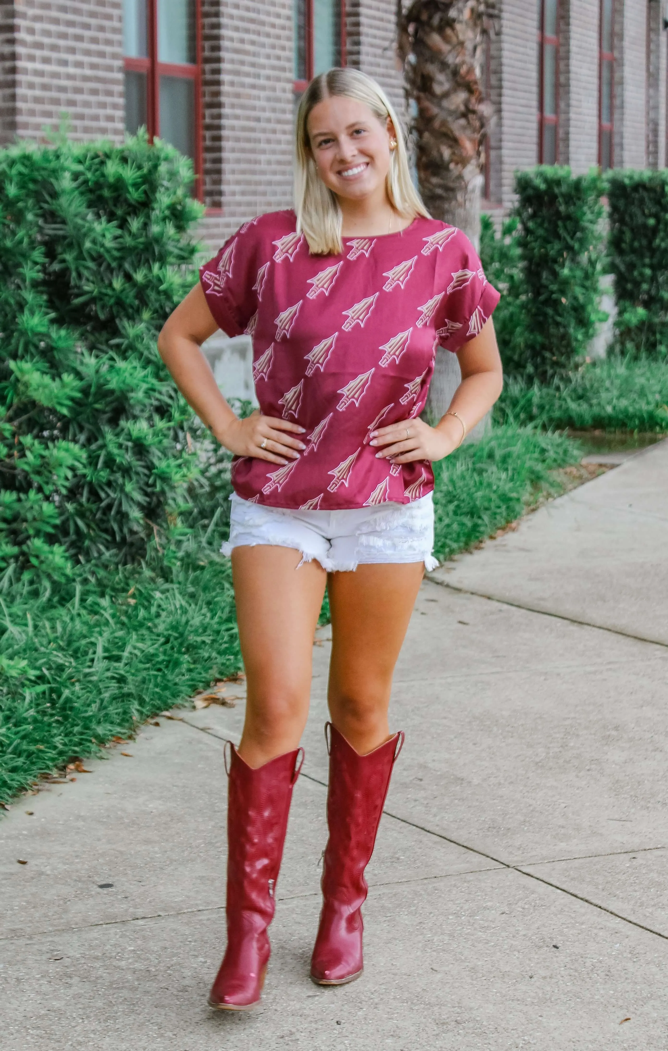 The FSU Spear Rolled Cuff Blouse