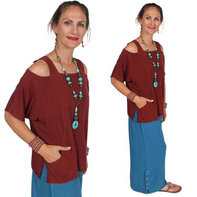 Tienda ho Jodi Cold Shoulder Top Moroccan Cotton Boho Hippie Chic Sml-2x