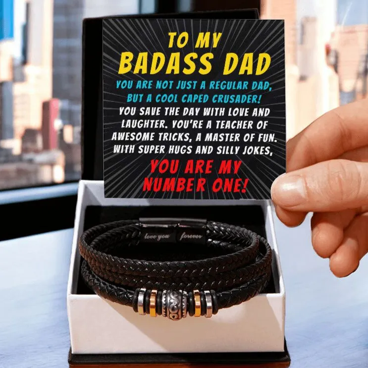 To My Badass Dad, You Are My Number One Superhero Love You Forever Men Bracelet for Father's Day