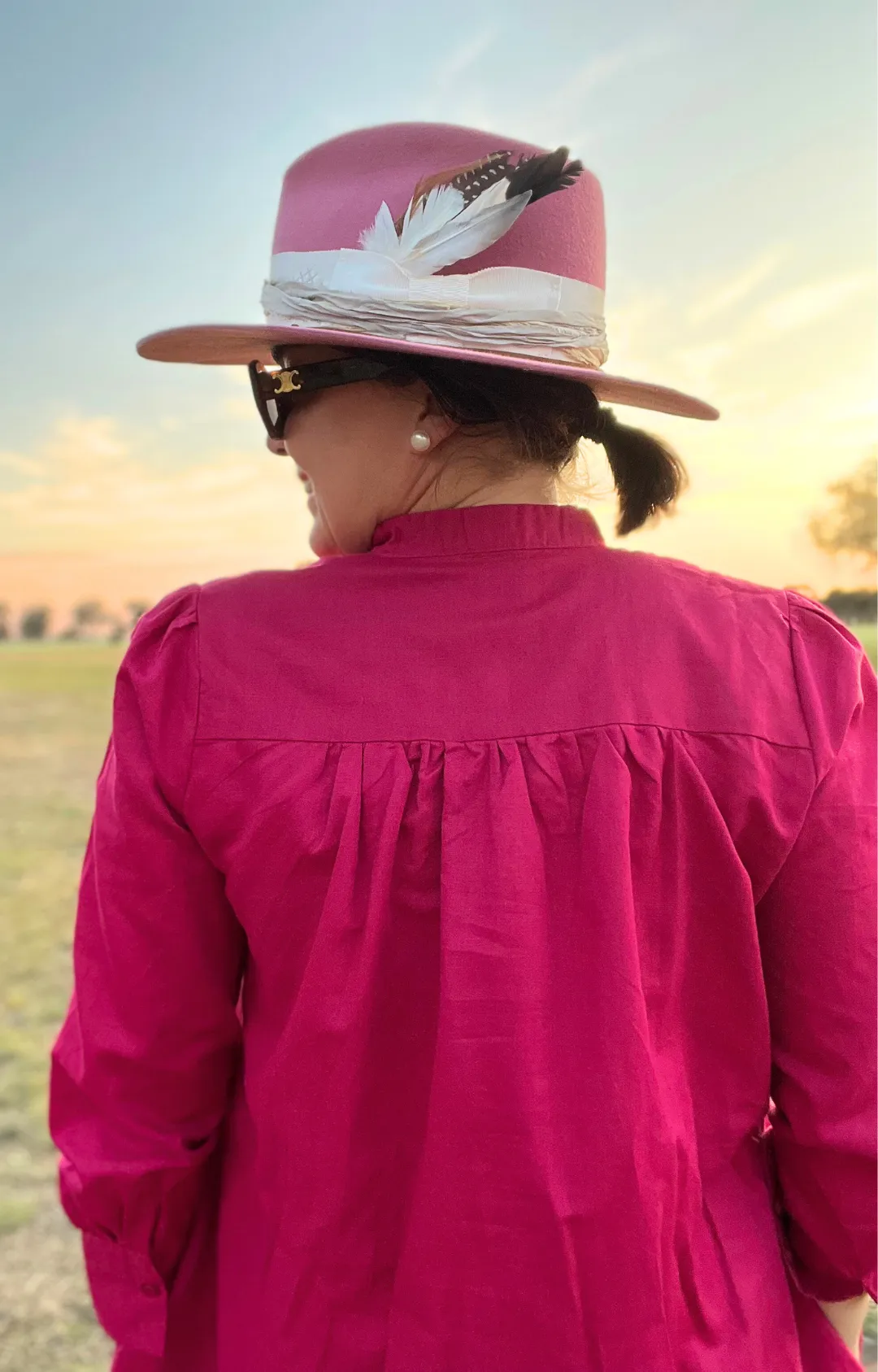 Tuxedo Bib Midi Dress - Magenta