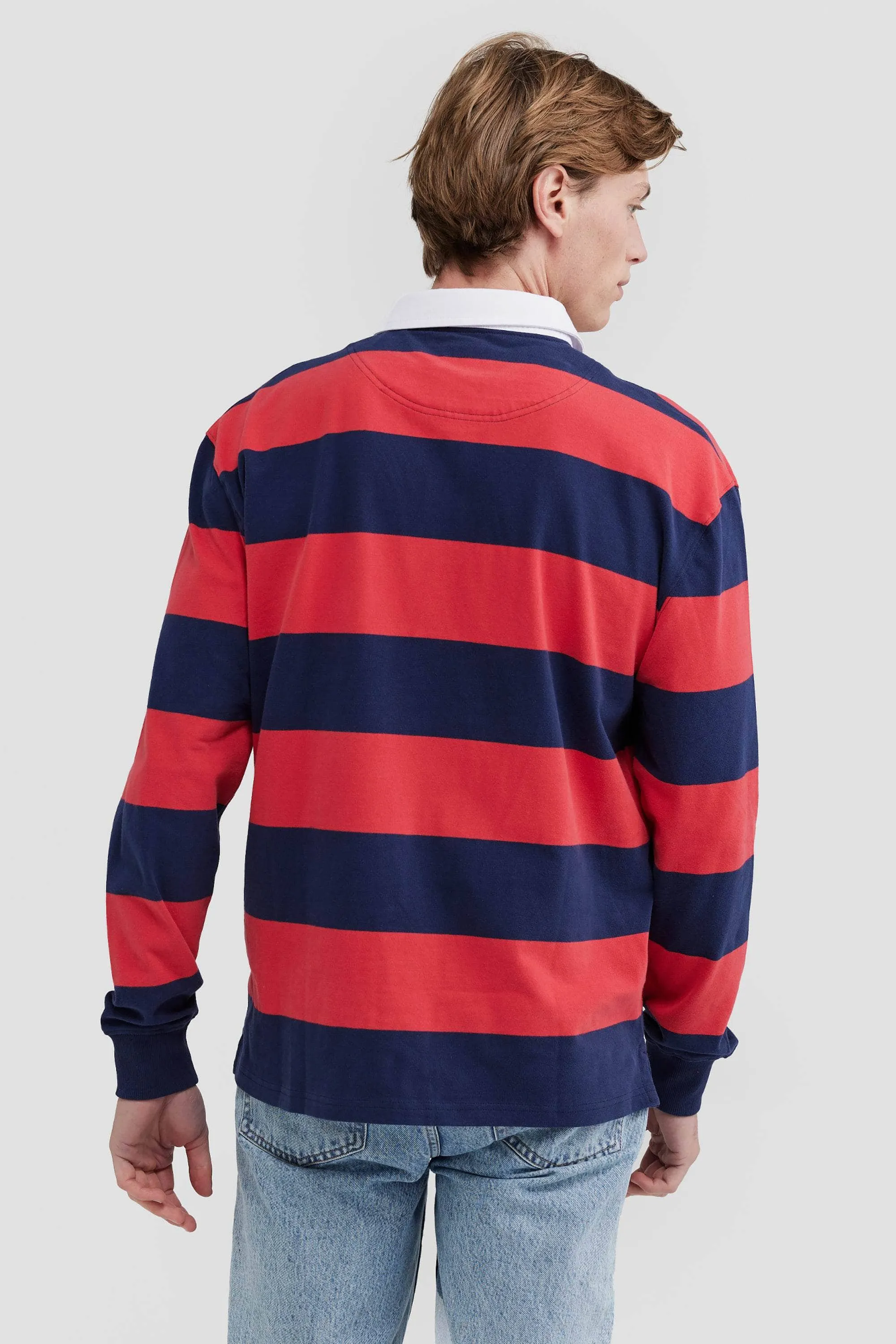 Unisex Rugby Jumper Navy and Red Stripe