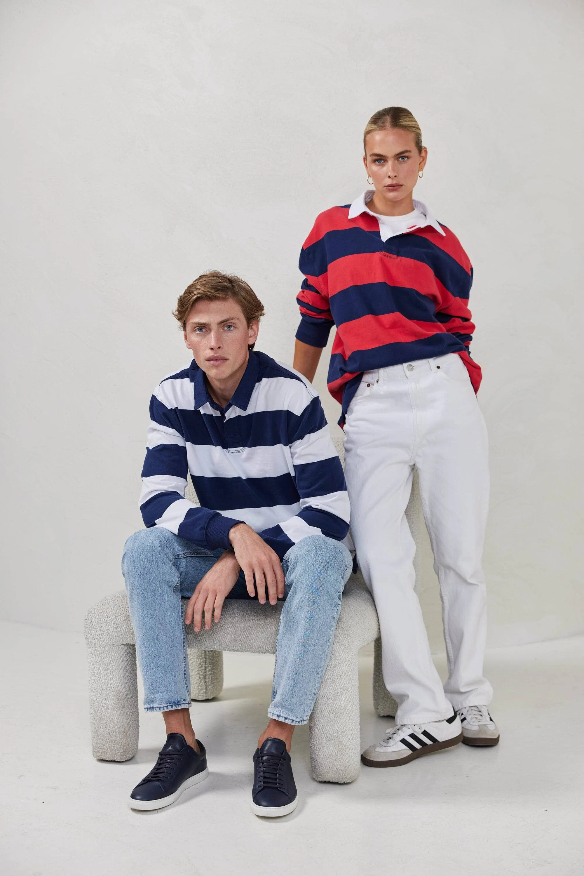 Unisex Rugby Jumper Navy and Red Stripe