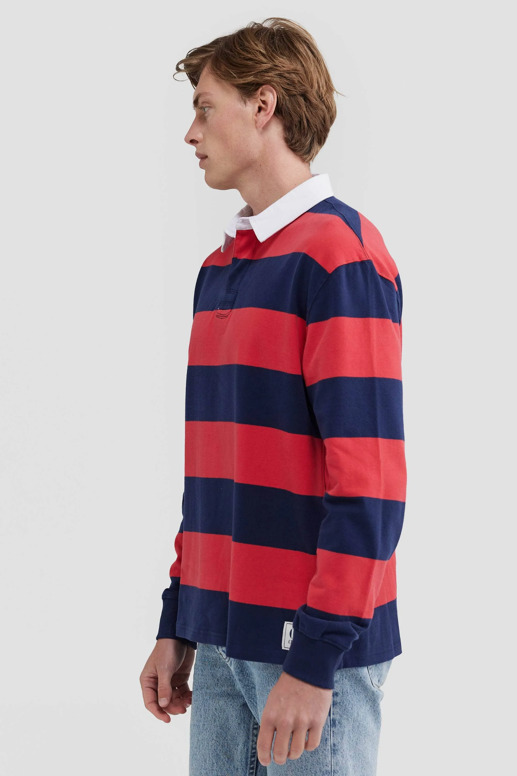 Unisex Rugby Jumper Navy and Red Stripe