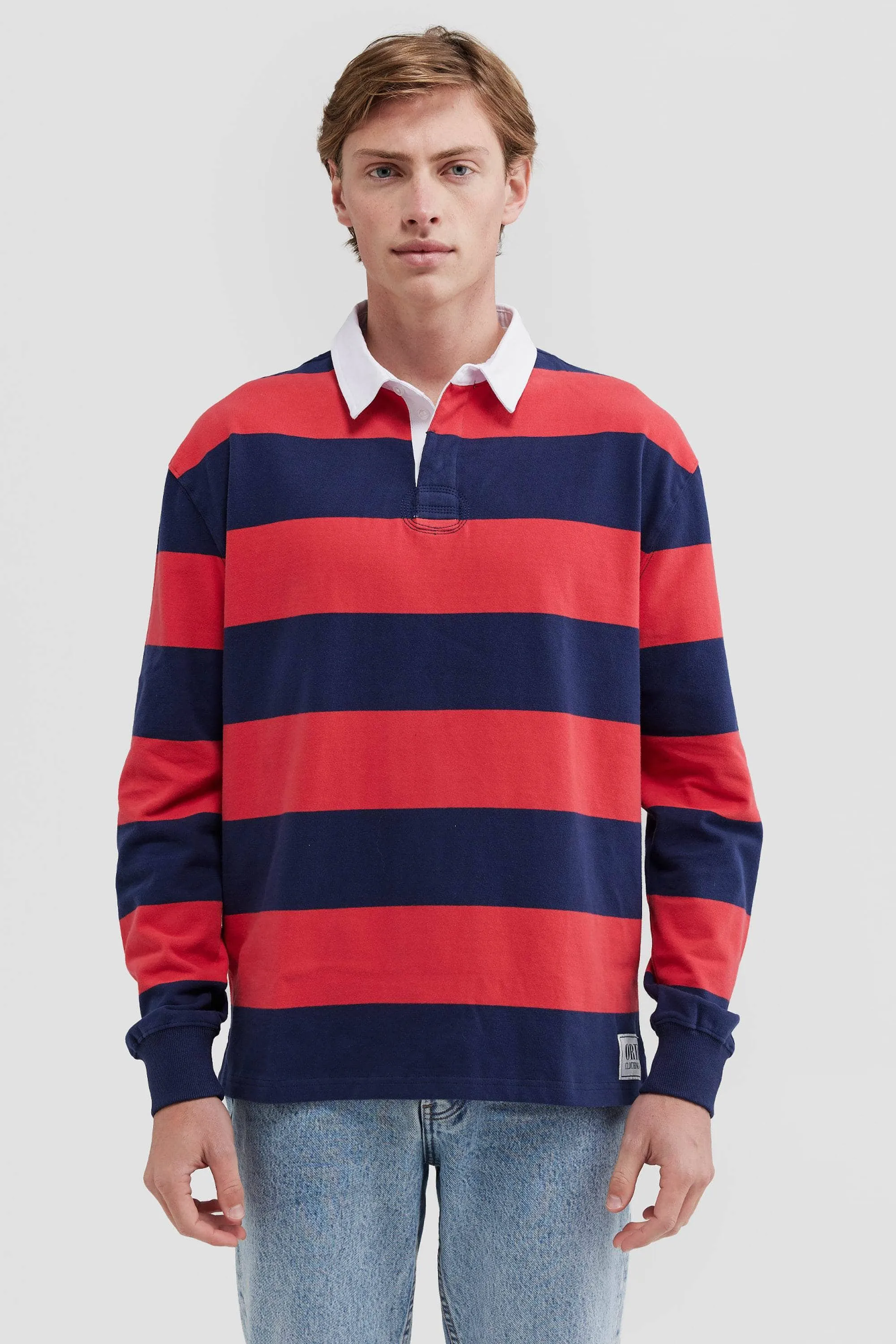 Unisex Rugby Jumper Navy and Red Stripe