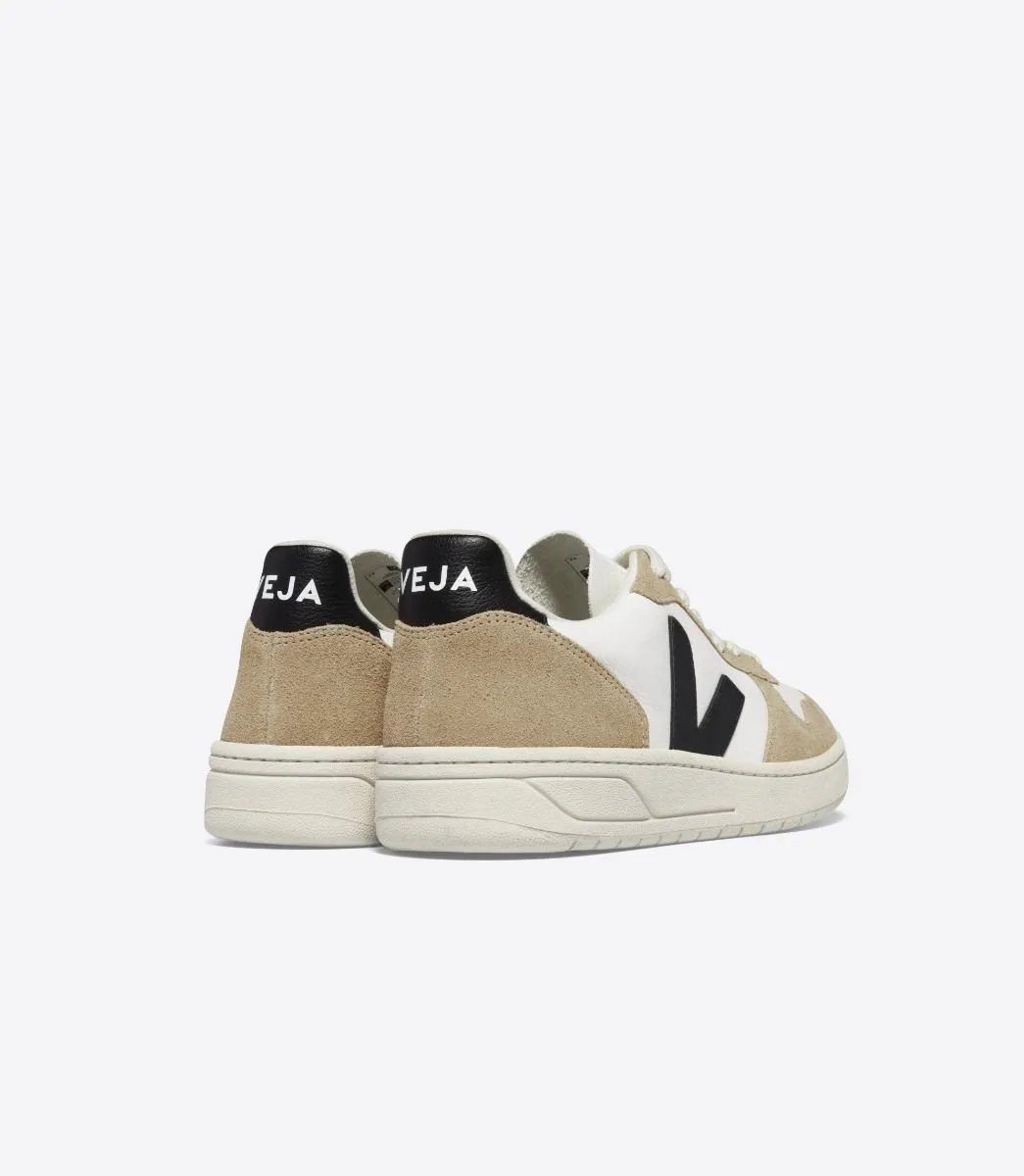 VEJA Men's V-10 Extra White Black Sahara Chromefree Leather Sneaker