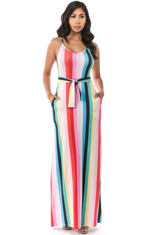 Vibed Down- Long Maxi Multicolor Maxi Dress