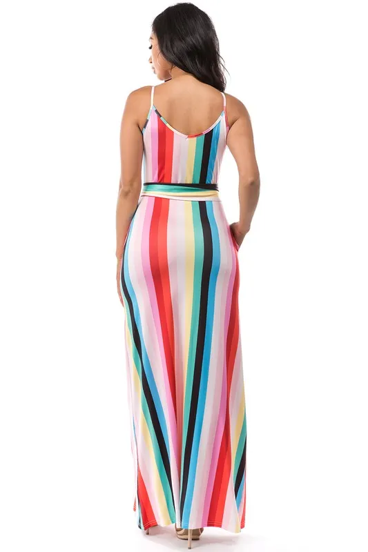 Vibed Down- Long Maxi Multicolor Maxi Dress