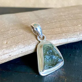 Vintage Moldavite Pendant in Sterling Silver Setting, 2.5 g