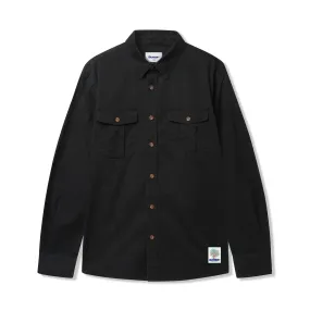 Washed Pocket L/S Shirt, Black