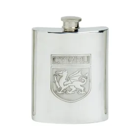 Welsh Shield Hip Flask (pewter)