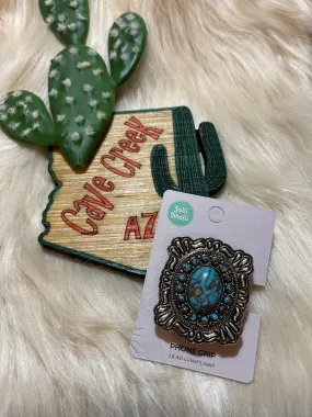 Western Phone Grip   Turquoise