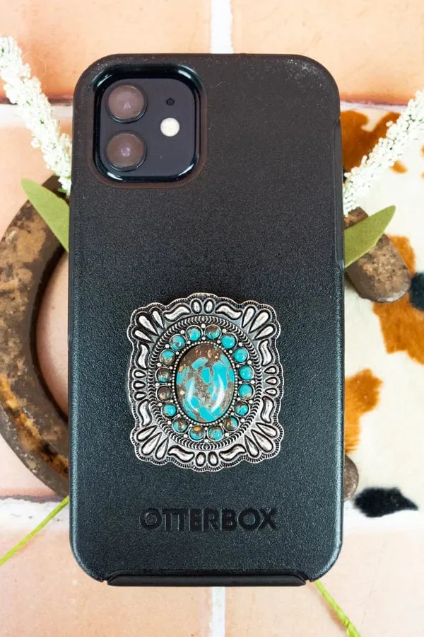 Western Phone Grip   Turquoise