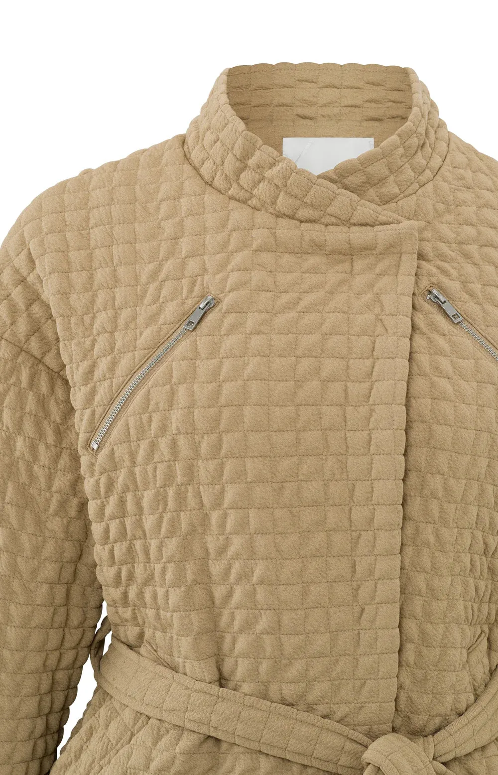 YAYA Woven Quilted Tannin Brwn Jck W Zipper